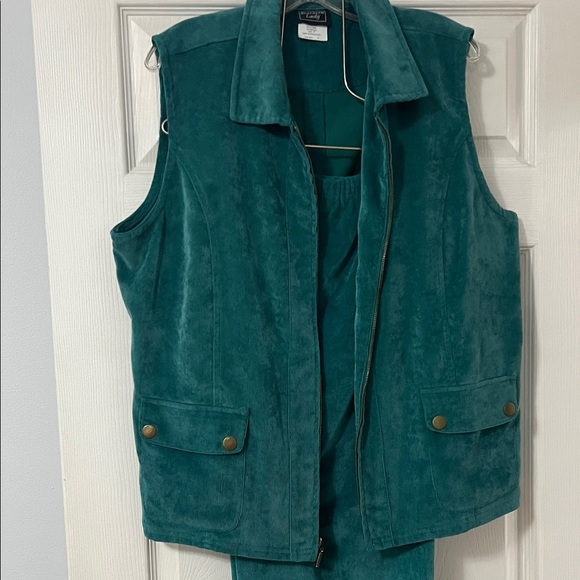 Southern Lady Jackets & Blazers - Teal Sleeveless Jacket and pants set